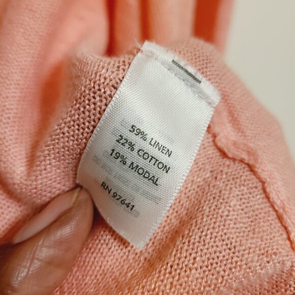 J. Jill | Salmon Pink Cascading Open Cardigan Sweater (Size Large Petite) - Picture 4 of 13